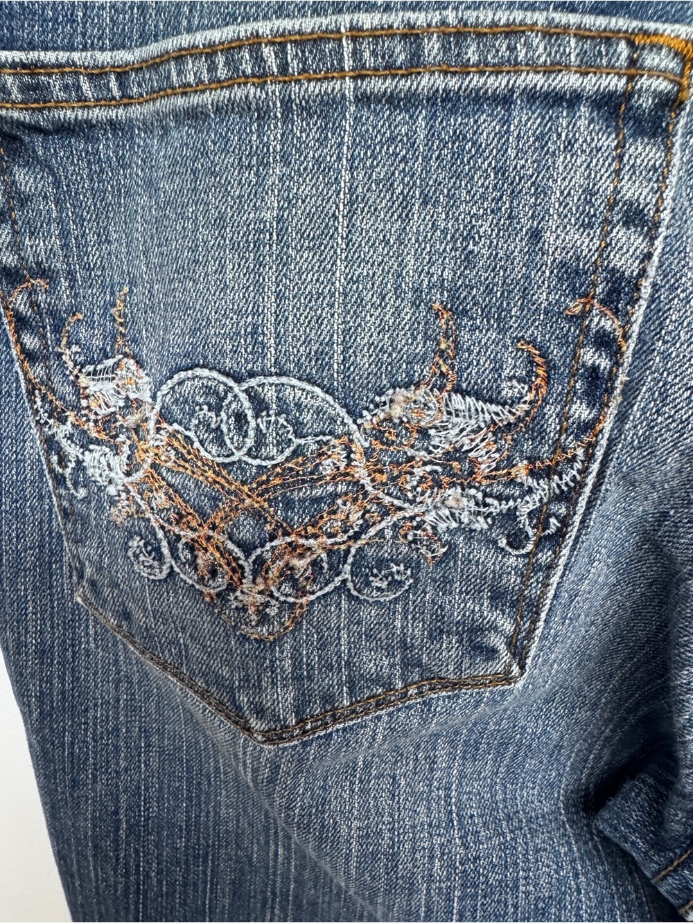 Lucky Distressed Denim Jeans with Contrast Stitching, Vintage Sparrow Dream